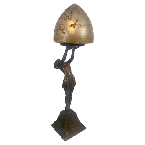 Rare Art Deco Frankart Modernistic Nude Lamp With Original Crackle