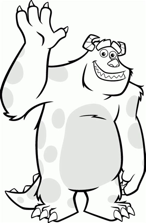 Cartoon coloring pages, easy coloring pages, free coloring pages for kids, movie character coloring pages, preschool coloring pages | tagged: Monsters University Waving Sully Coloring Pages for Kids ...