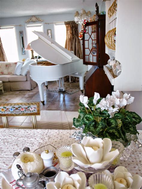 French Cottage Style Living Room White Grand Piano ~ Our Home
