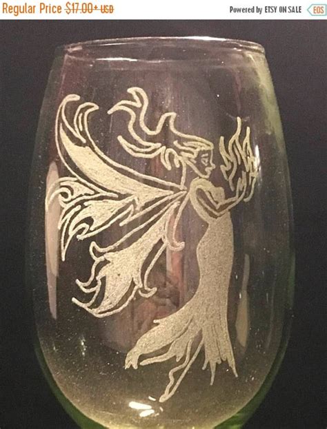 fire fairy stemless wine glass custom glass etched fire fairy etsy