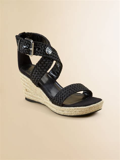 Stuart Weitzman Girls Braided Wedge Sandals In Black Lyst