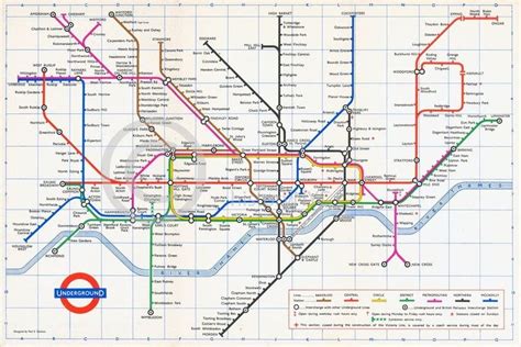 1965 London Underground Tube Subway Map Vintage Mid Century London