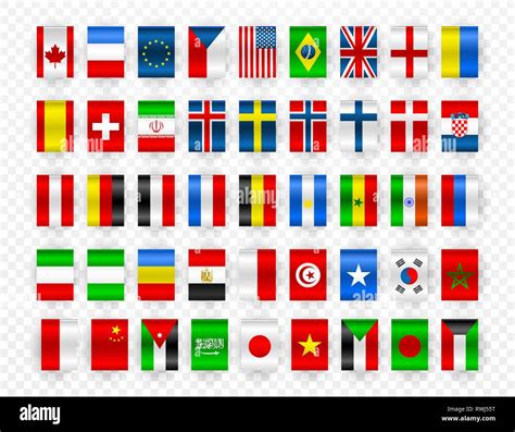 Set Of Flags Of World Sovereign States Colorful Flags Of Different