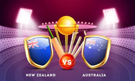 Cricket Match Between New Zealand Vs Australia Stock Illustration