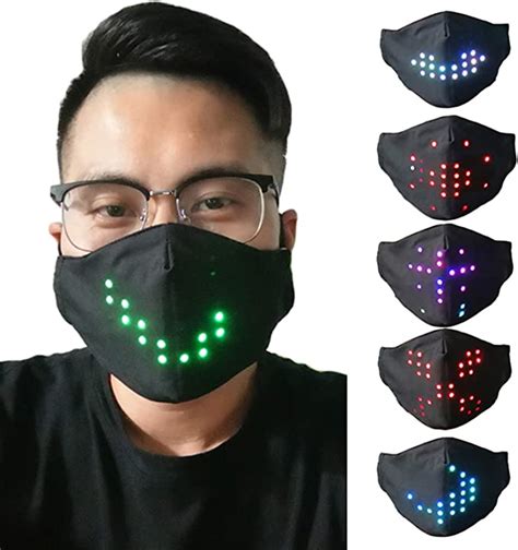 Voice Activated Led Face Maskusb Rechargeable Christmas Glowing Mask