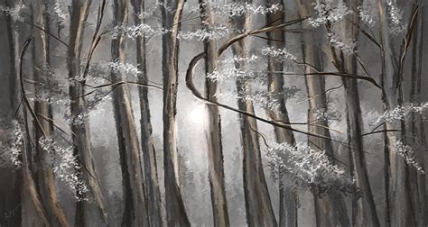 Enigmatic Woods Shades Of Gray Art Painting By Lourry Legarde Fine