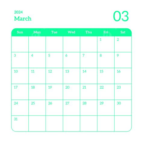 Colorful March 2024 Calendar Vector March Calendar 2024 Png And