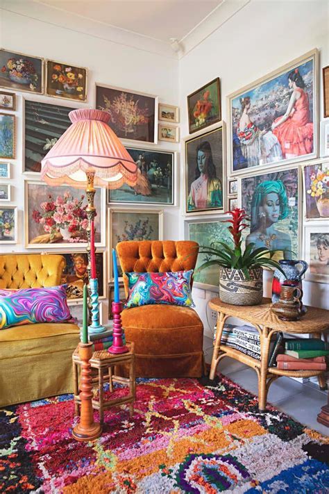 This Maximalist Bohemian Space Has Plenty Of Colorful Rugs Wall Hangings Gallery Walls And