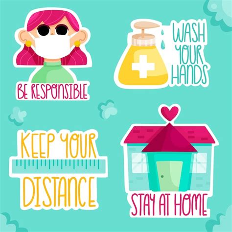 Free Vector Be Responsible And Healthy Badge Set