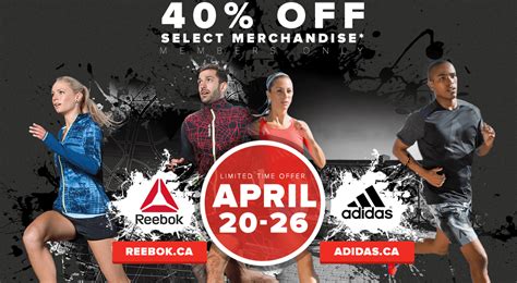 shop goodlife fitness canada deals 40 off select reebok and adidas apparel canadian freebies