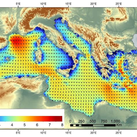 Bathymetric Map Of The Mediterranean Sea Depth Range 0200 M Data