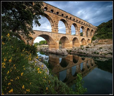Pont Du Gard An Ancient Roman Aqueduct Bridge Provence France 2013