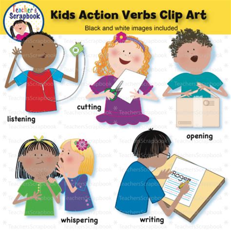 Kids Action Verbs 4 Clip Art Made By Teachers