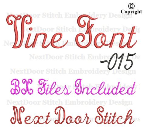 Next Door Stitch Embroidery Vine Font Embroidery Design Curly