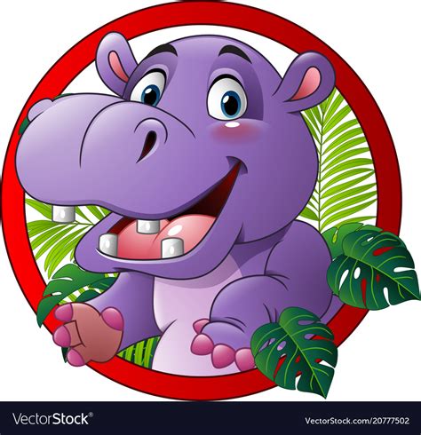 Cartoon Funny Hippo Isolated On White Background Vector Image