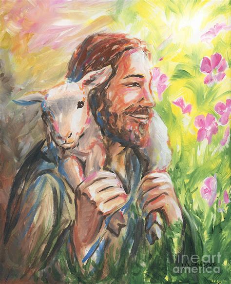 Jesus Carries The Lost Lamb Home Painting By Melani Pyke