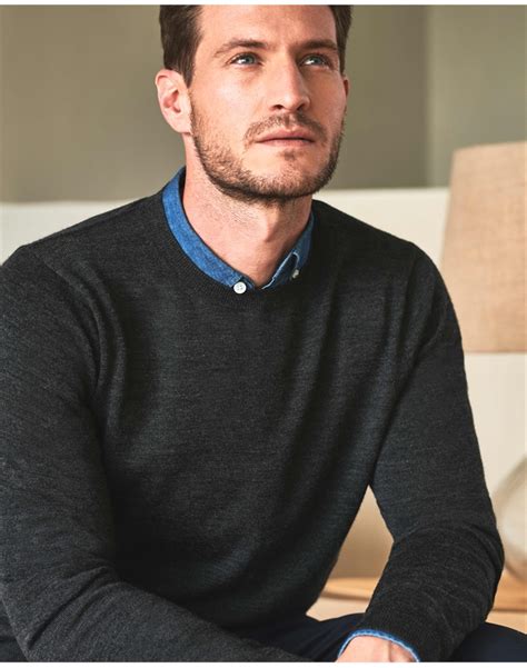 Charcoal Merino Crew Neck Sweater Pure Collection