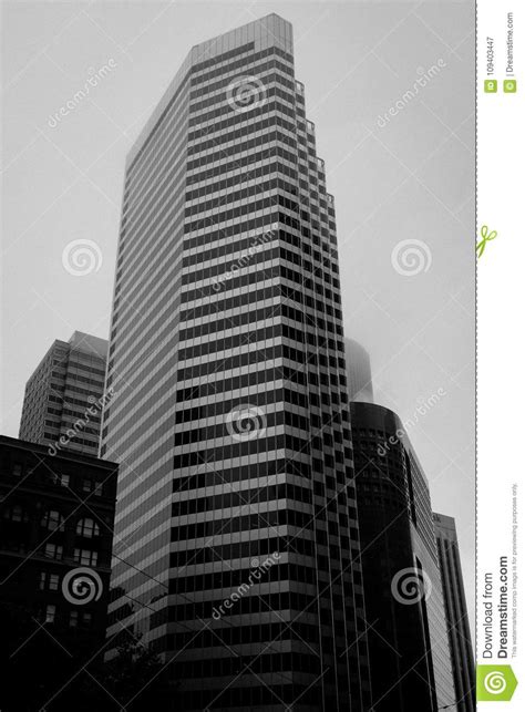 San Francisco S Skyscrapers Foggy And Grey Sky Stock Image Image Of
