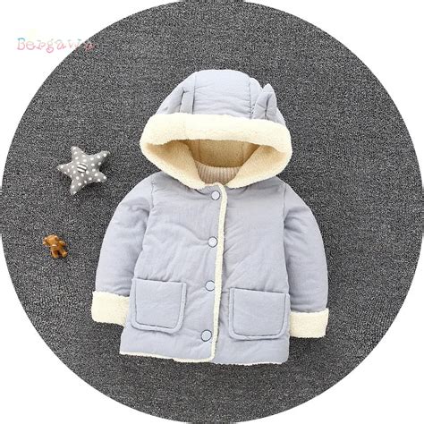 Warm Winter Baby Girls Infants Kids Bebe Cute Ear Hooded Velvet Parkas