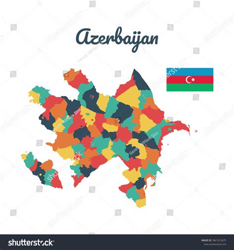 Colorful Map Of Azerbaijan Flag Of Azerbaijan Royalty Free Stock