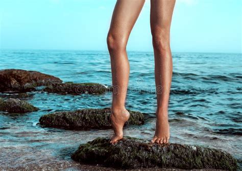 Woman S Legs At Beach Stock Photo Image Of Holiday Hair