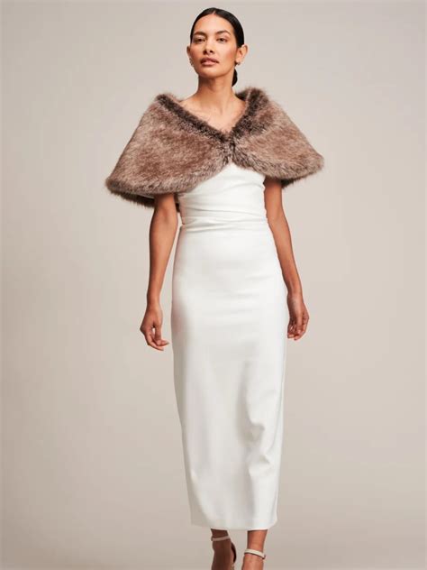 Helen Moore Truffle Faux Fur Wedding Wrap Lace And Favour