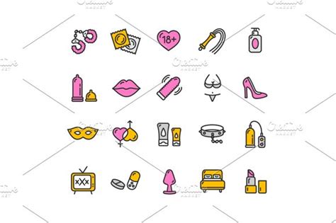 Intim Or Sex Shop Icon Set Vector Pre Designed Illustrator Graphics