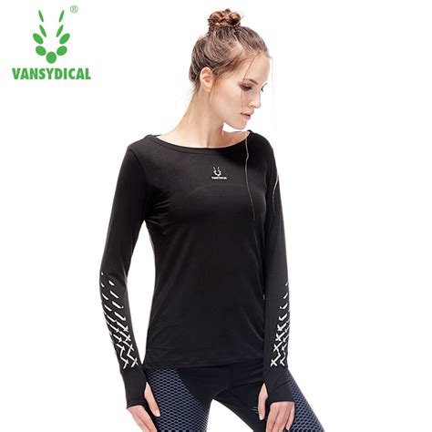 vansydical women professional yoga sport t shirt long sleeves hygroscopic quick dry fitness
