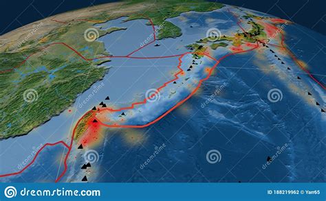 Okinawa Plate Outlined Satellite Stock Illustration Illustration Of