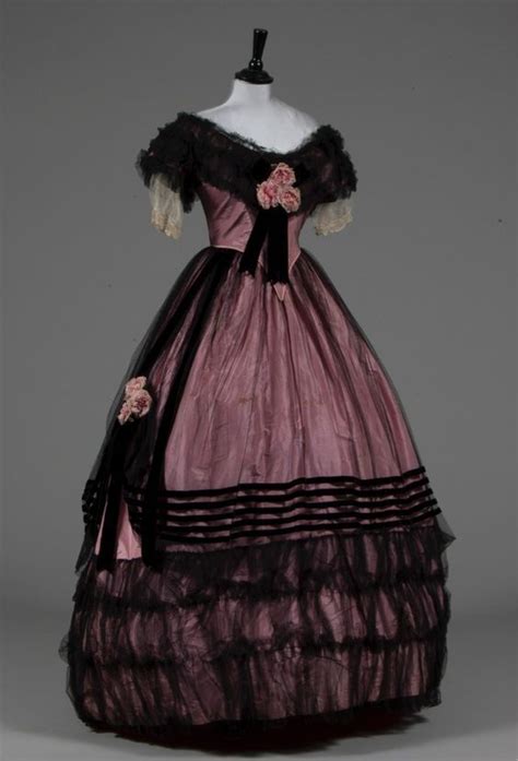 Tulle Overlaid Evening Gown Ca 1850s Historical Dresses Victorian
