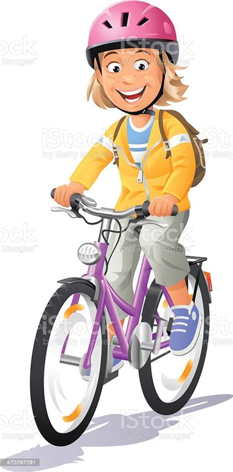 Girl Riding Bike Stock Illustration Download Image Now
