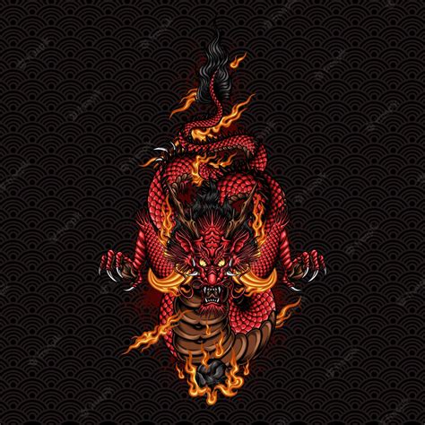 Premium Vector Chinese Fire Dragon With Background Vector Illustration