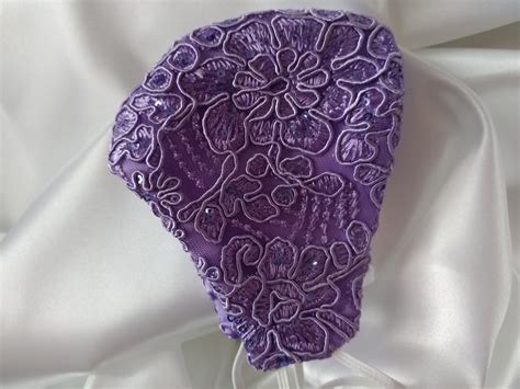 Purple Lace Face Mask With Floral Lace Embroidery Tripe Etsy Uk