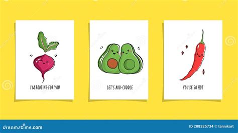 Set Of Cards With Veggies And Funny Phrases Puns With Cute Beetroot