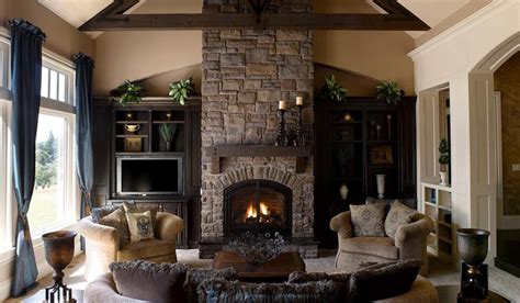 Banquette bench seat in chicago, illinois. Family Living Room Stone Fireplace Ideas - HomesFeed