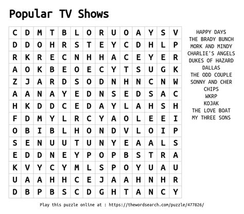 Download Word Search On Popular Tv Shows
