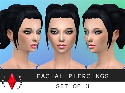 The Sims Resource Set Of 3 Facial Piercings By Sims 4 Krampus Sims 4
