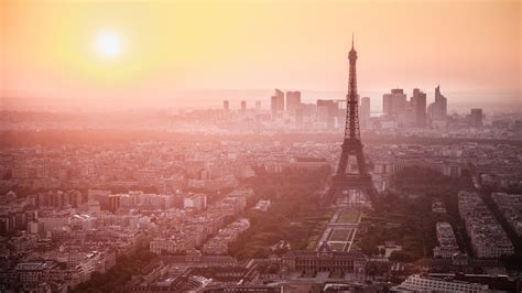 Cityscape Of Paris And Eiffel Tower With Sunrise Background Hd Travel