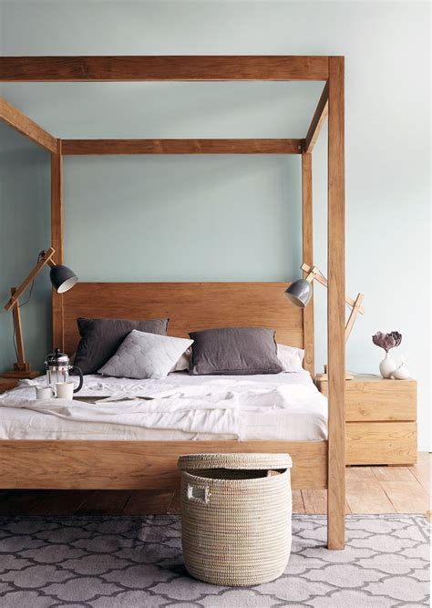 Colour finish of this wood twin bed is rustic and really looks very elegant too. Originals Furniture - Mera Poster Bed #Bedroom #Decor #Styling #Natural #Teak | Poster bed ...