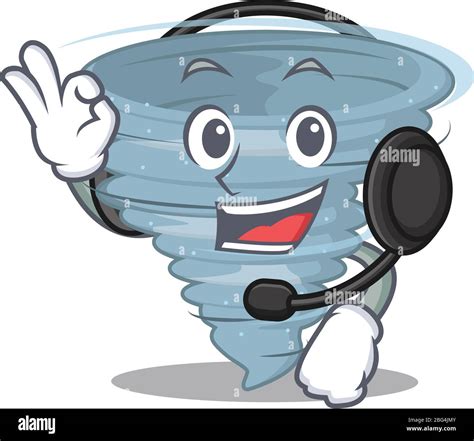 A Gorgeous Tornado Mascot Character Concept Wearing Headphone Stock