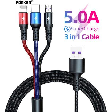 5a Fast Charge Cable 3 In 1 Micro Usbtype Clightning Quick Multi Port