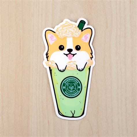 This Listing Includes 1 X Corgi Puppuccino Sticker Of Your Choice
