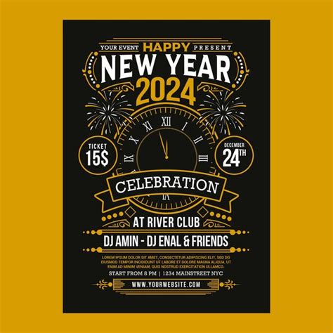 Premium Psd New Year Party Celebration Flyer