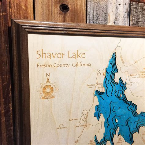 Shaver Lake California 3d Wood Map Depth Map Of Shaver Lake Etsy