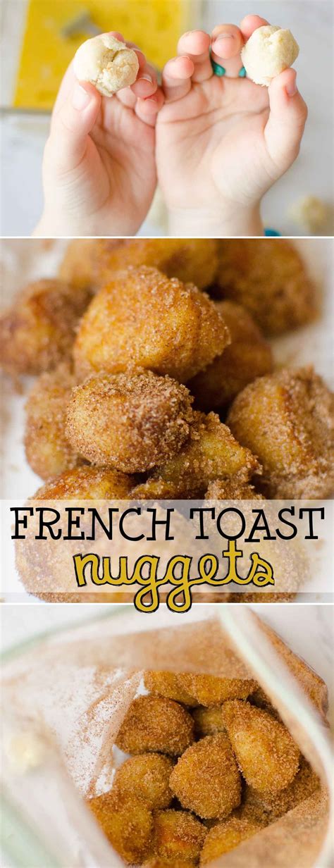 This makes the toast extra crunchy and never soggy. French Toast Nuggets are small, bite-sized pieces of french toast. They're dipped in egg and ...