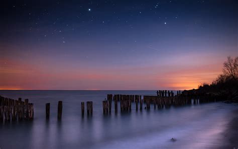 Lake Erie Sunset Blue Hour By John Ryan Desktop Wallpaper