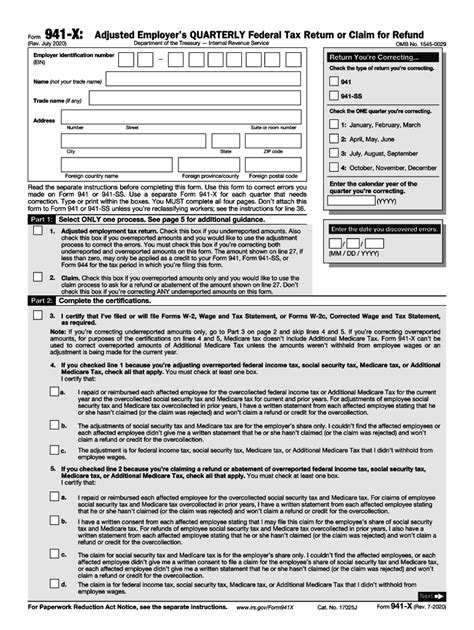Irs 941 X 2020 Fill And Sign Printable Template Online Us Legal Forms