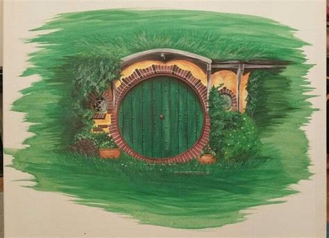 Acrylic Painting Of Bag End Door In The Shire