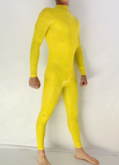 Rubber Latex Catsuit Front Zip 04 Mil 100 Latex Rubber Yellow Ebay