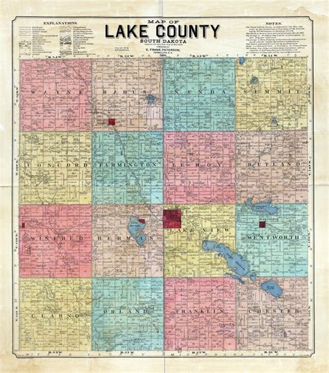 1899 Map Of Lake County South Dakota Madison Etsy